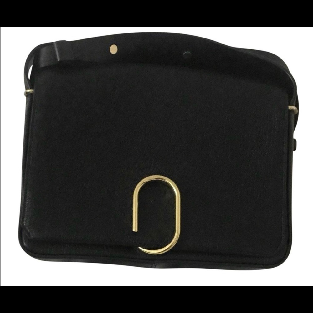 3.1 Phillip Lim Alix Flap Shoulder / CrossBody Black Goat Skin Leather Bag
